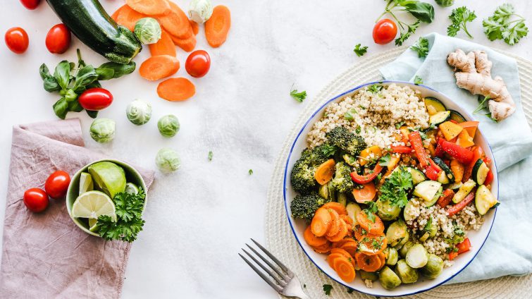 flat lay photography of vegetable salad on plate